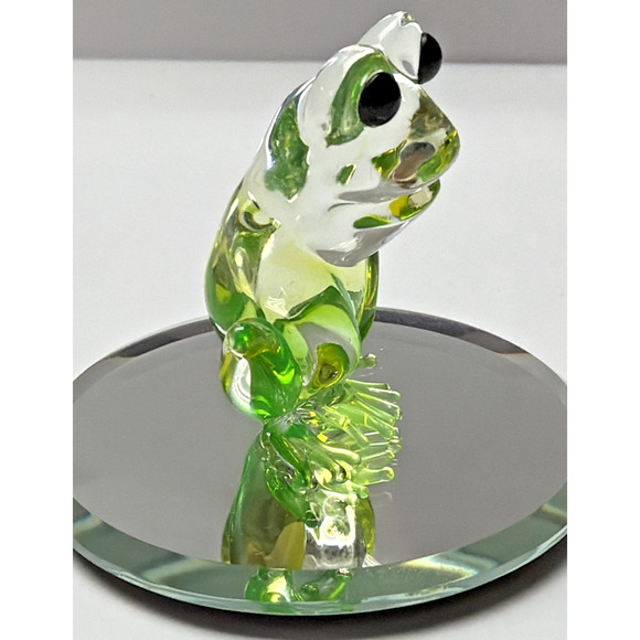 Vintage Glass Baron Green Frog On Mirror Smiling - Picture 12 of 12